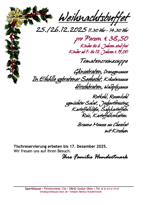 Weihnachten  ein Seitig 2025